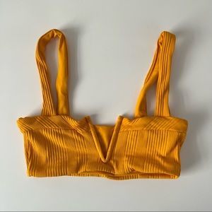 L*SPACE Pointelle Rib Lee Lee Bikini Top (in mango) size XS